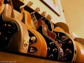 guitar bodies resting on felt support
