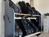 black shelves for guitars