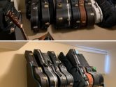 before and after pics of a collection of guitar cases