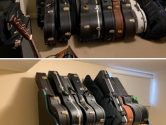 before and after pics of a collection of guitar cases