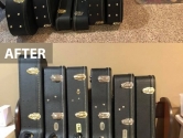 before and after comparison of guitar case organization