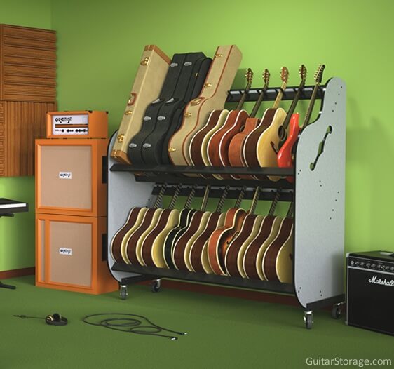The Band Room DoubleStack™ Guitar & Case Shelf Rack Guitar Storage