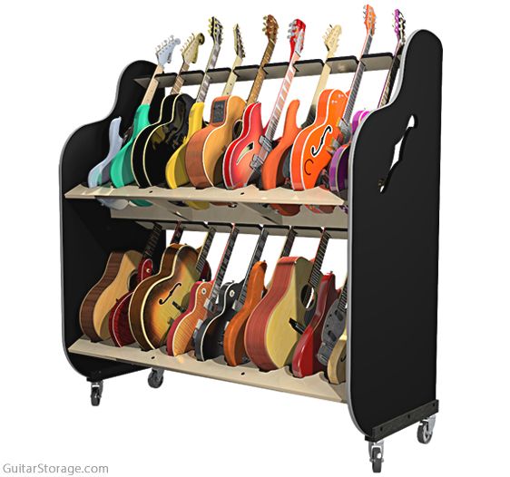 The SessionPro™ DoubleStack Mobile Guitar & Case Racks Guitar Storage