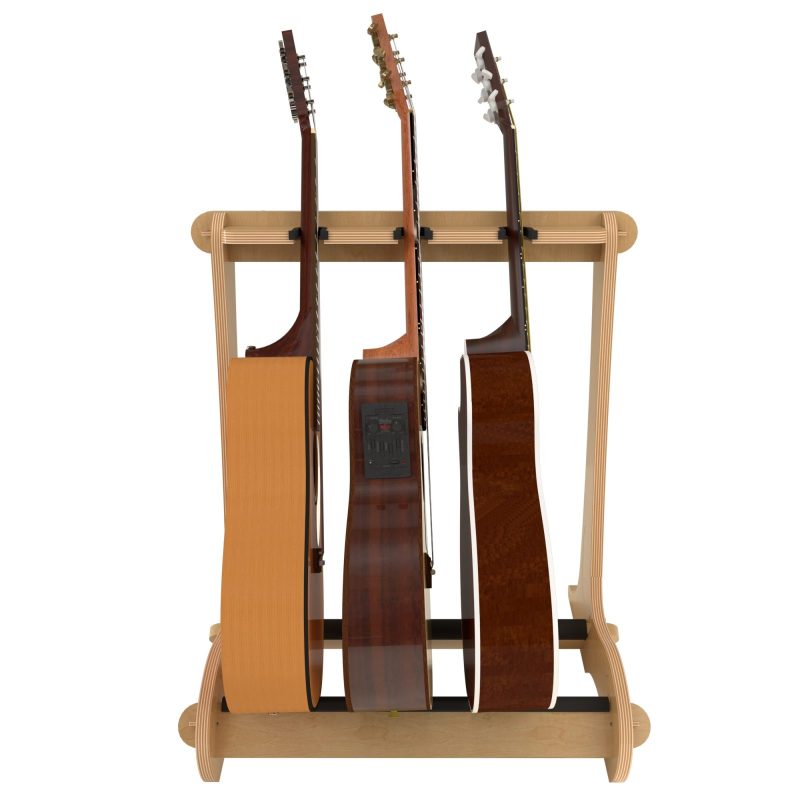 side front view of 3 acoustic guitar stand