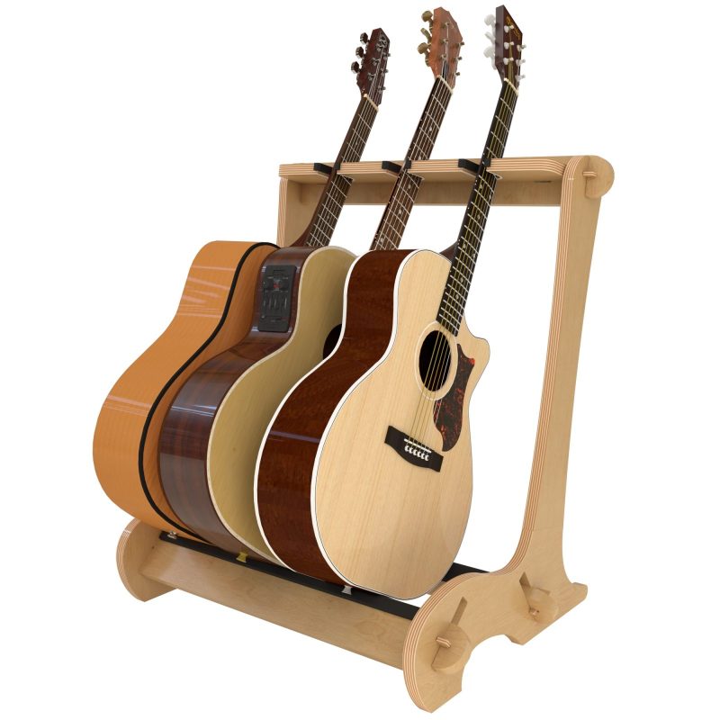 side view of 3 acoustic guitar stand