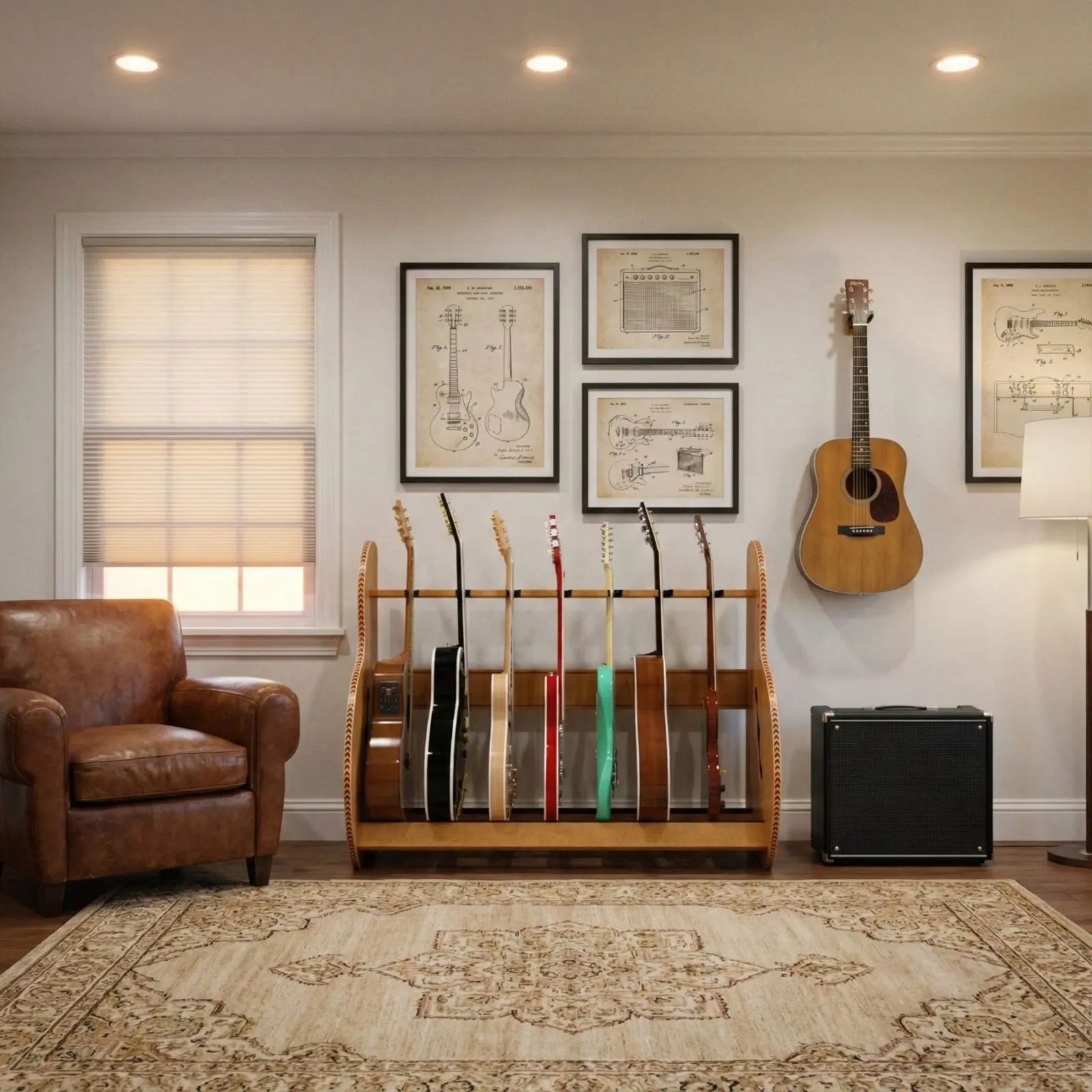Wood 5 & 7 Guitar Stands | Nitro-Safe | Red Oak, Walnut & More