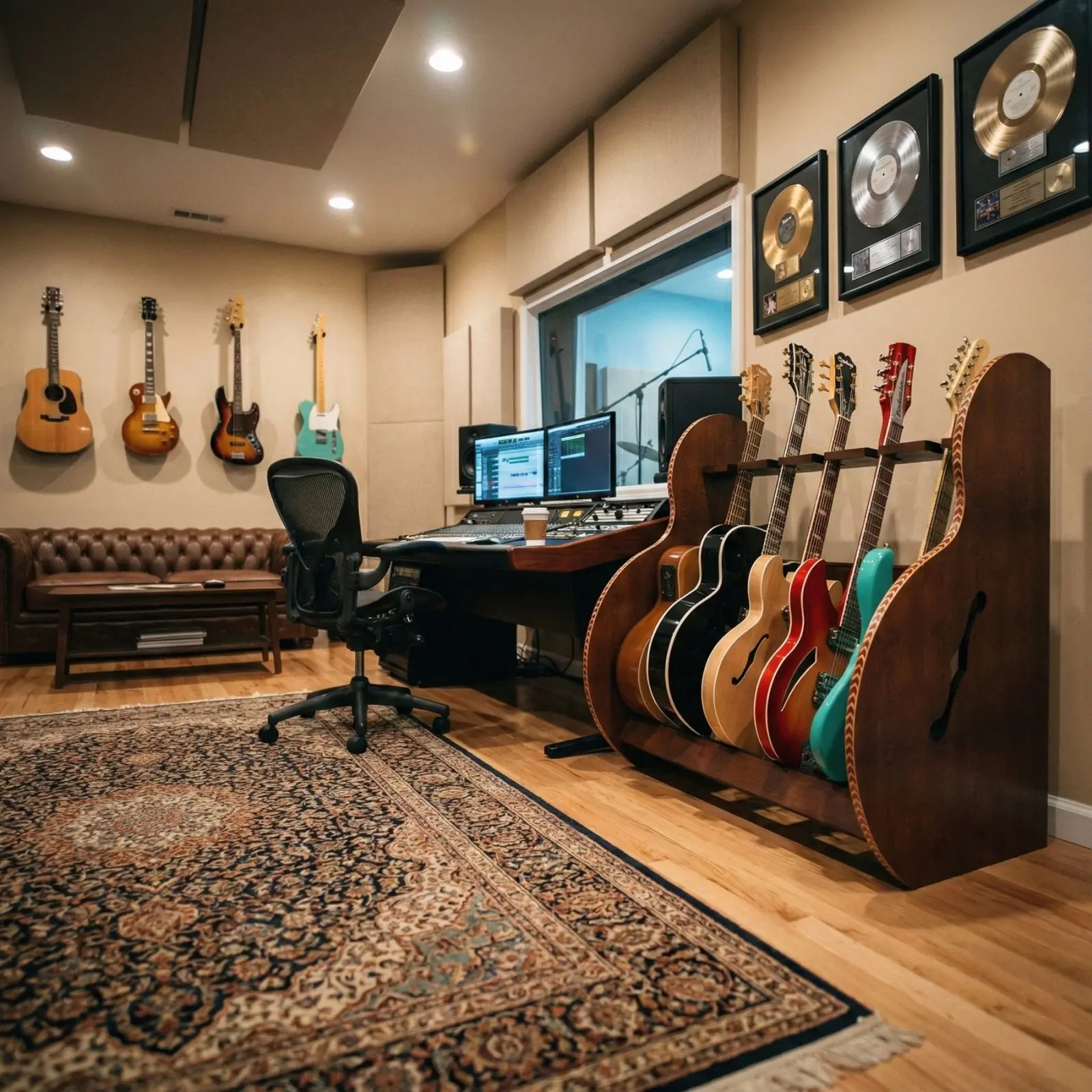 Wood 5 & 7 Guitar Stands | Nitro-Safe | Red Oak, Walnut & More